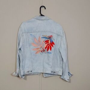Levis Ex Boyfriend Floral Embroidered Women's Trucker Jacket Size L